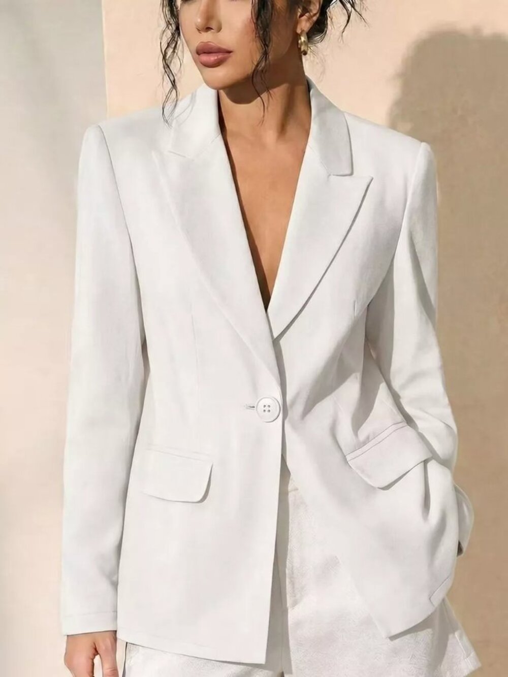 Lace-Back One Button Blazer - Picture 4 of 4